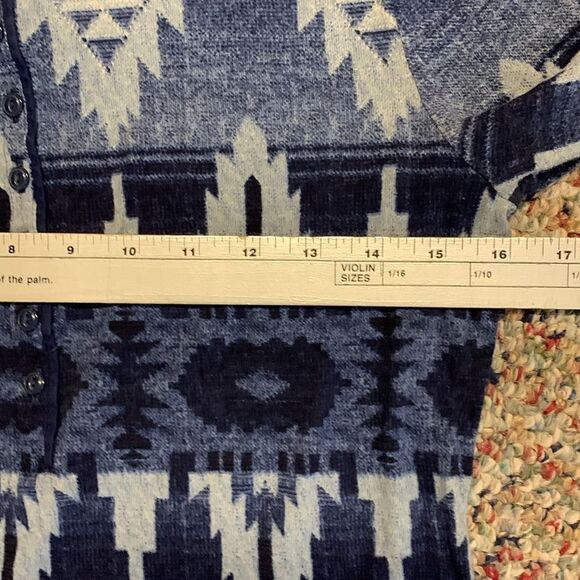 Lauren Ralph Lauren Jeans Co. Blue Aztec Print Henley Fit & Flare Dress Size XS - Picture 8 of 12